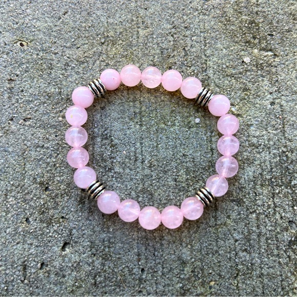 Jewelry - 8mm Rose Quartz Stone Beaded Bracelet - perfect gift for Valentine’s Day!
